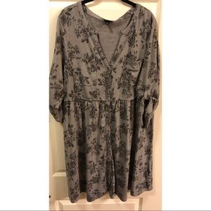Torrid Grey Floral Button Dress